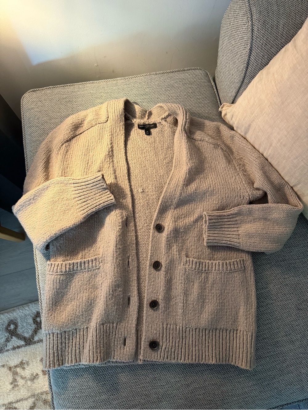 Banana Republic Beige Knit Button-Front Cardigan